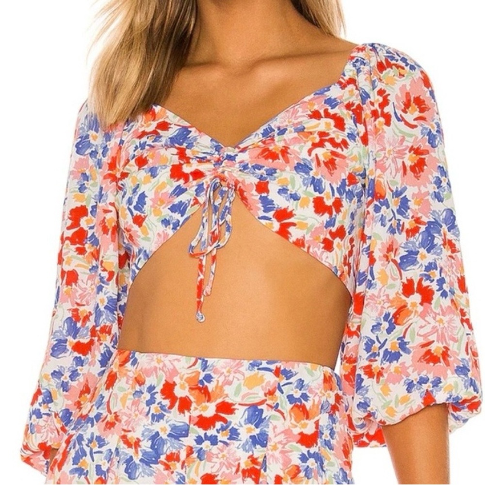 L*Space Farryn Floral Tie Front Crop Top NWT XS